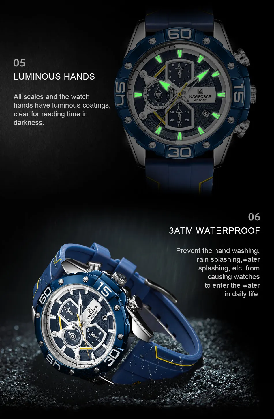 NAVIFORCE 8018 Silicone Strap Watch 7