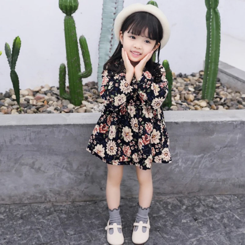 Winter Kids Girl Clothes Rabbit Fur Vest Floral Skirt Two-Piece Set Of Toddler Outfits Dress Vest Suit Christmas Girls Outf