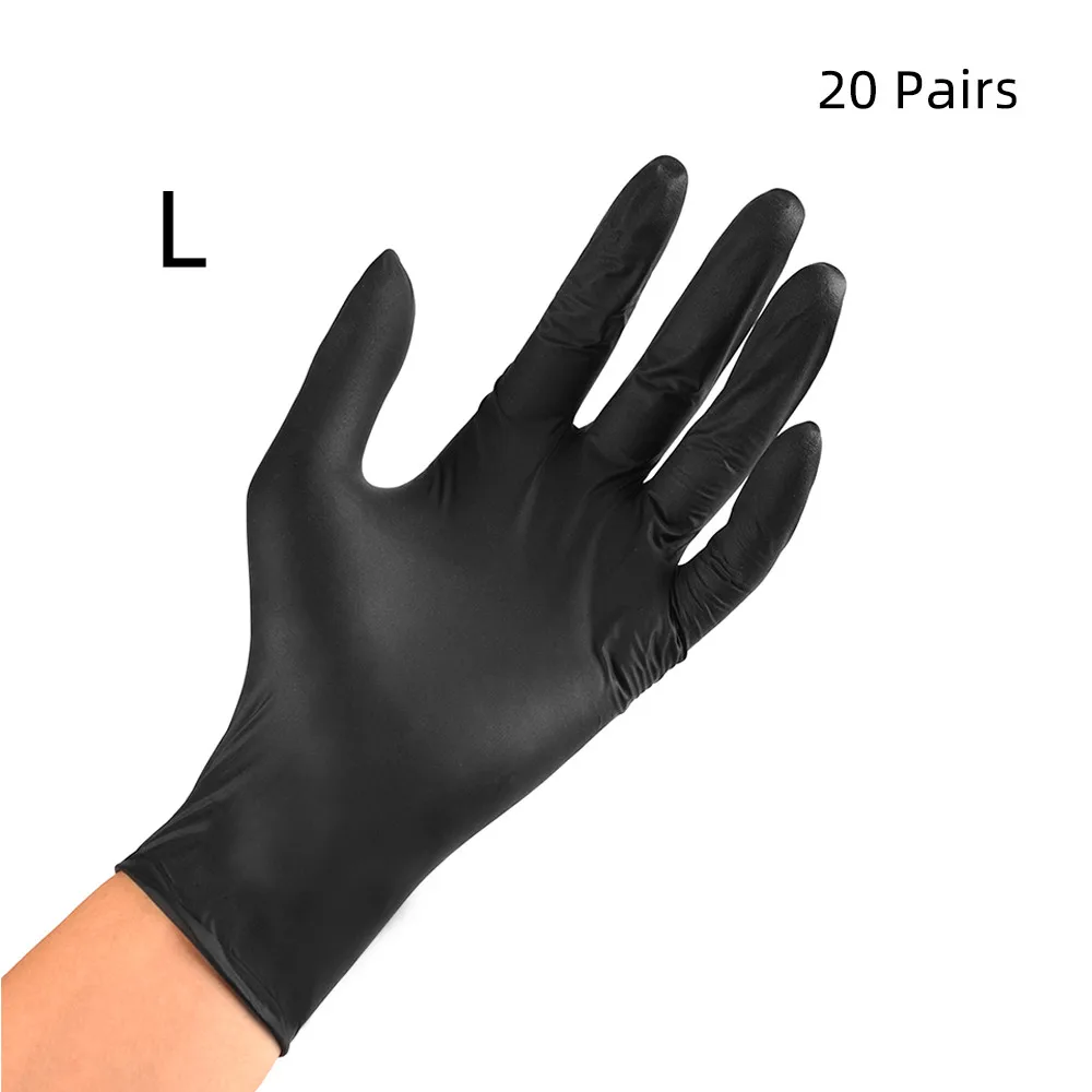 40pcs Tattoo Gloves Black Latex Disposable Waterproof Comfortable