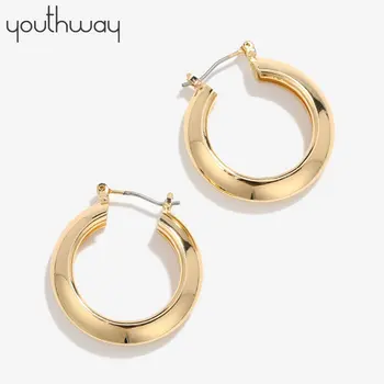 

INS hot gold plated brass hoop earrigns for women Classical simplicity blank smooth hoop huggie earrings Dainty metal jewelry