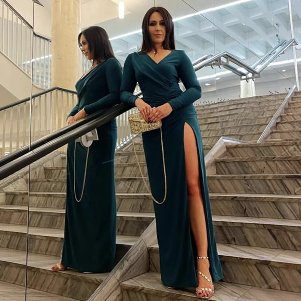 

Long Sleeves A Line Tulle Prom Dresses Sparkly Sheer Scoop Neck Ankle Length Formal Evening Gowns 2024 Shinny New Custom Made