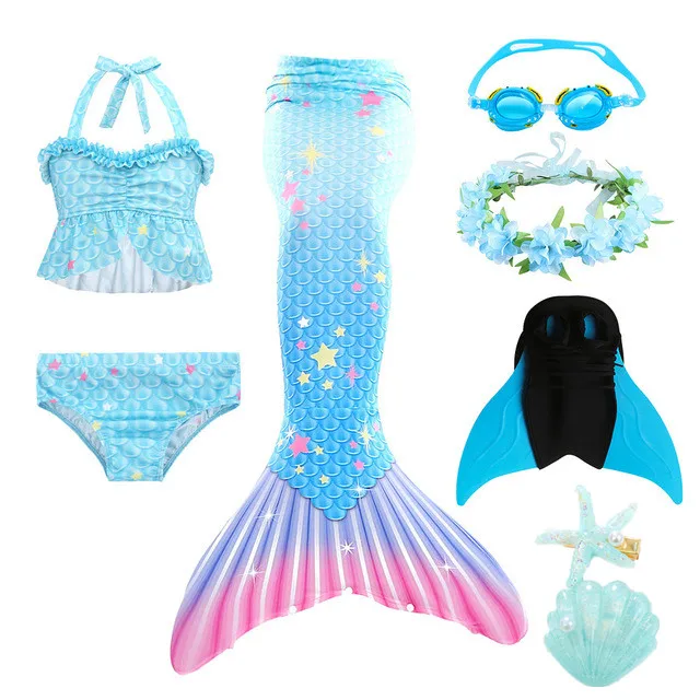 The Little Mermaid Tail Costume Bambini Mermaid Tail Cosplay Kids Girl Fancy Swimsuit Costume Di Halloween Con Flipper Fantasy