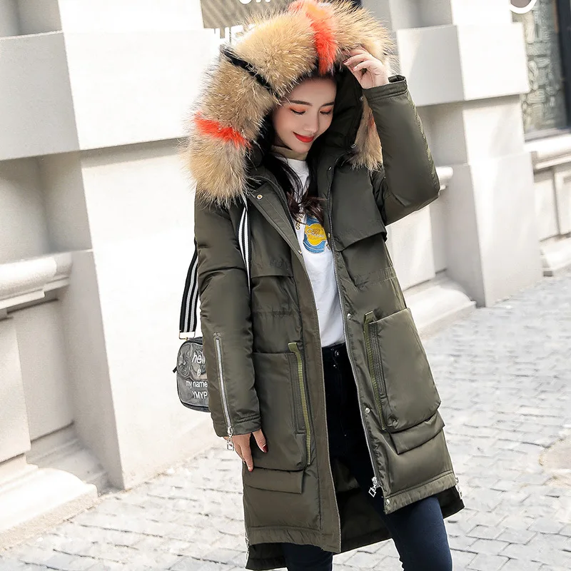 

2019 Micro for Wechat Business Winter New Style WOMEN'S Dress down Jacket Cotton-padded Clothes Mid-length Large Size Large Fur