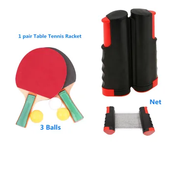 

Portable Table Tennis Net Racket Set 72 Inches Max Telescopic Ping Pong Net Rack With 1Pair Table Tennis Paddle 6PCS Balls Kit