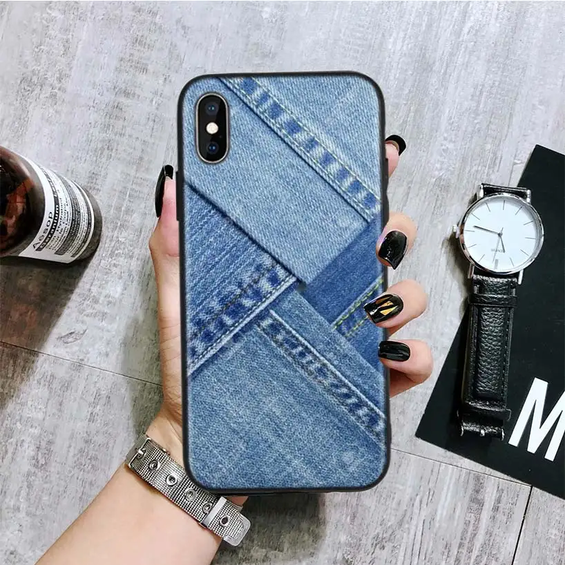 Jeans Cowboy Denim printed Black Back Cover Phone Case For Apple IPhone 11 Pro XS MAX 3