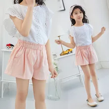 Г., летние детские модные хлопковые пляжные шорты Популярные штаны повседневные однотонные модные спортивные льняные свободные штаны в Корейском стиле, S