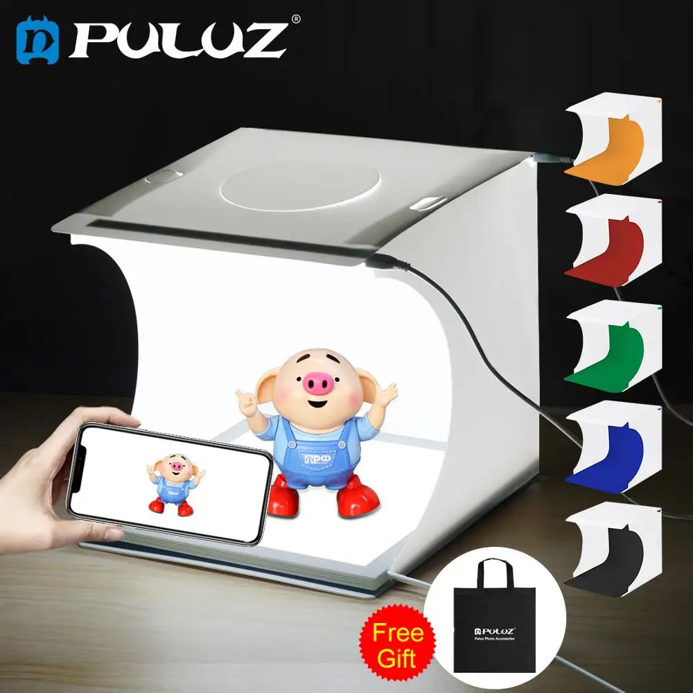 PULUZ Mini 22.5 LED Photography Shadowless Bottom Light Lamp Panel Pad +2LED Panels 20CM lightbox Photo Studio Shooting Tent Box|Аксессуары