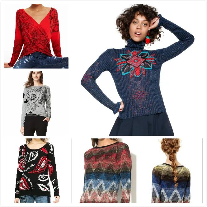 Suéter de tejido de una sola cola para primavera y otoño, original, estampado español DEG