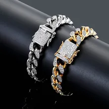 14 мм " /8" мужские, женские в стиле хип-хоп браслеты с кубинскими цепочками, высокое качество, медные микро-вставки, Белый CZ Bling Iced Out ювелирные изделия