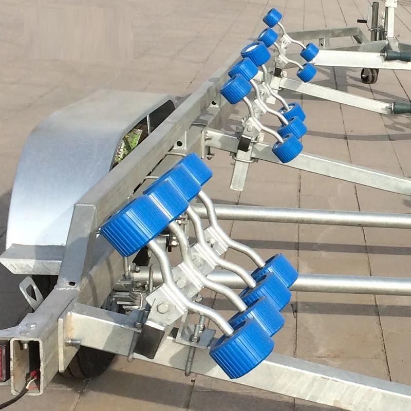 BOAT TRAILER WOBBLE ROLLERS. 4" BLUE RIBBED 18mm Bore. Soft Wobble Roller