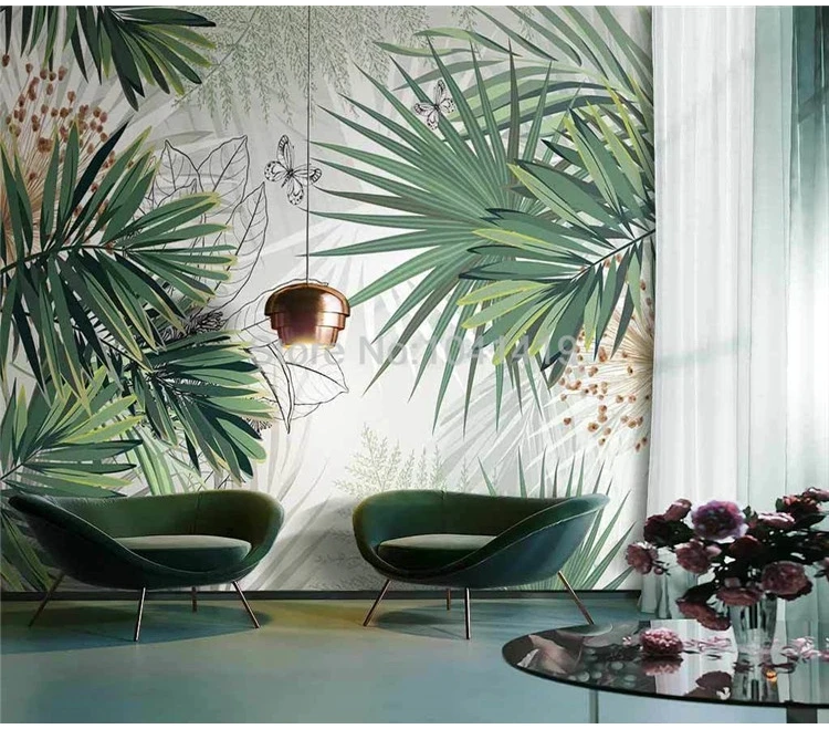 Custom 3D Wall Mural Modern Hand Painted Tropical Plants Rainforest Palm Leaves Photo Wallpaper Living Room Bedroom Decor Fresco
