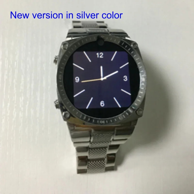 new round silver Дешево! Мужские часы из нержавеющей стали, мобильный телефон с sim-картой, сенсорный экран, GSM, металлический корпус, наручные часы, мобильный телефон для ios и android - Цвет: new round silver