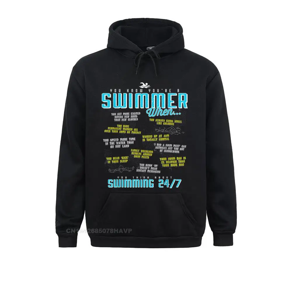 You Know You're A Swimmer When Funny List T-Shirt__97A671 Hoodies Prevalent Printed Long Sleeve Men Sweatshirts Slim Fit Hoods You Know You're A Swimmer When Funny List T-Shirt__97A671black