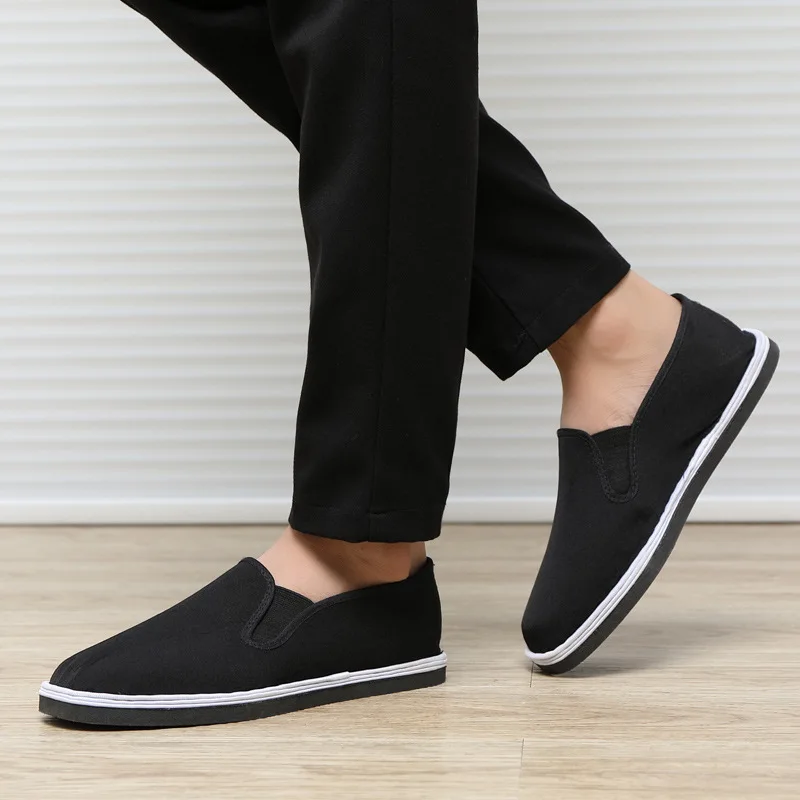 

Old Beijing Cloth Shoes Men's Comfortable Black Fabric Shoes Handmade Gymnastic Casual Shoes Slip-on Traditional Cloth Shoes