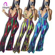 

Off Shoulder Women Jumpsuit 2021 Summer Halter Off Shoulder Rompers Sexy Deep V Neck Lace Up Club Party One Piece Fashion Outfit
