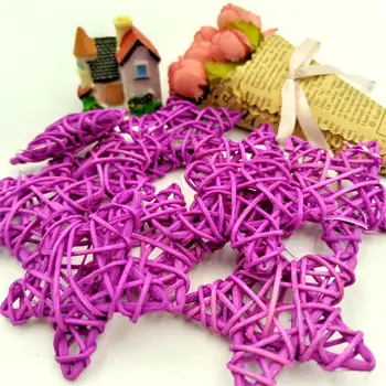 

10Pcs 6CM Purple Lovely Rattan Star Sepak Takraw Christmas Birthday Wedding Party Decorations Home DIY Ornaments Rattan Ball Kid