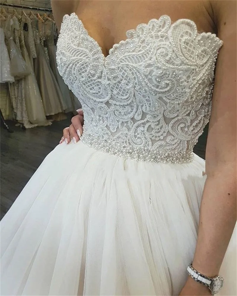 Charming-Sweetheart-Pearl-Lace-Ball-Gown-2020-New-Wedding-Dresses-Backless-Tulle-vestido-de-noiva-Bride (2)