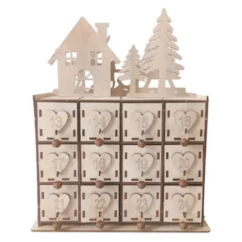 

Crafts With Small Drawer Wooden Jewelry Case Storage Box Home Deer Advent Calendar Ornament Durable Gift Desktop Christmas