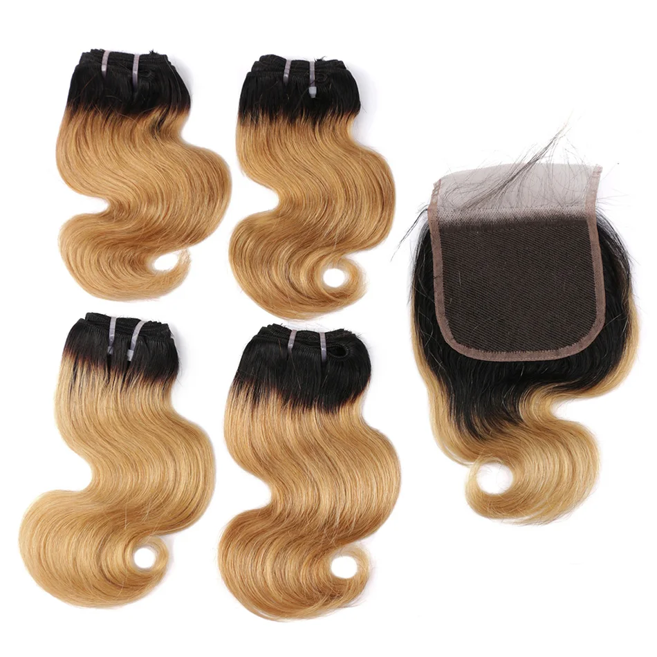 Tanie BHF 100% brazylijski ludzki włos ciało fala 4 sztuk dużo z zamknięciem nie remy 8 cal 50 g paczka doczepy z ludzkich włosów