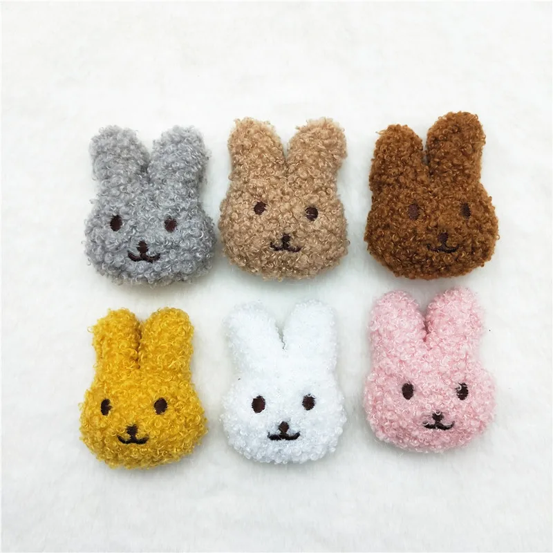 10Pcs/Lot 5*6CM Plush Cartoon Teddy Velvet Rabbit Appliques For Baby Headwear Clip Bow Accessories Decor Patches | Дом и сад