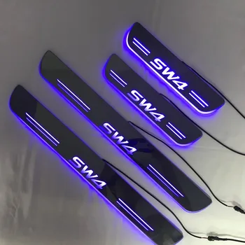 

Acrylic door sill plate strip with led decorative welcome light moving door scuff for toyota fortuner sw4