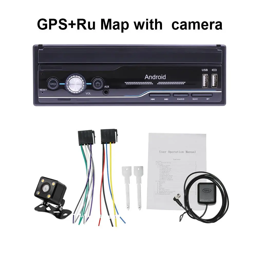 7-дюймовый автомобильный радиоприемник Android 8 1 GPS-навигация Wifi USB зарядка Din HD