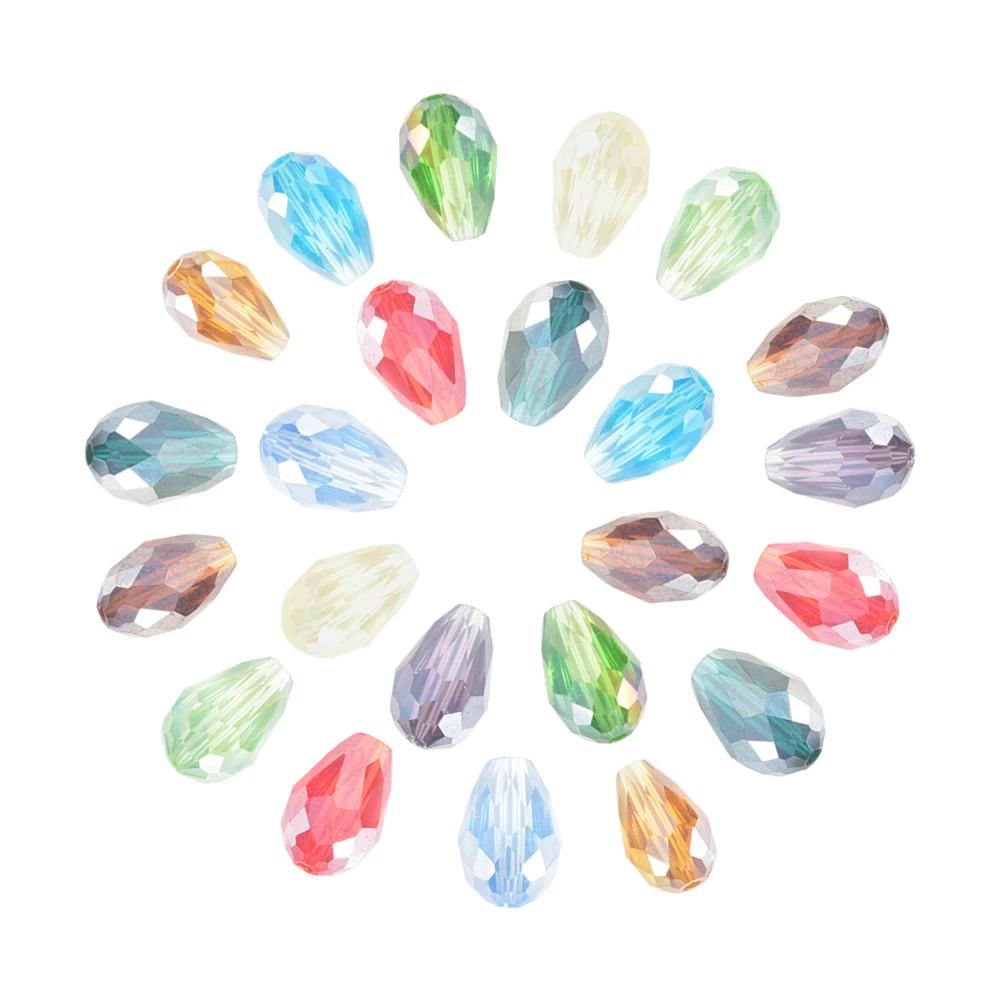 200pcs Glass Beads Mixed Color Faceted AB-Color Plated Drop For Jewelry Making DIY Earrings Necklace 7~8x6mm Hole: 1mm | Украшения и