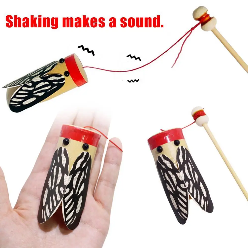 

Kids Cicada Model Toys Wooden Rod Shaking Cicada Sound Transmission DIY Experiment Education Kids Toy