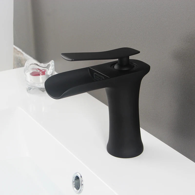 Gisha смесители для раковины водопад кран для ванной смеситель кран для ванны античный кран латунный кран для раковины Серебряный G1038 - Color: black