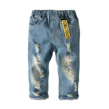 Весенне-осенняя одежда для детей модные повседневные штаны для мальчиков и девочек джинсы для маленьких ног детские брюки хлопковые джинсовые брюки 2-7T