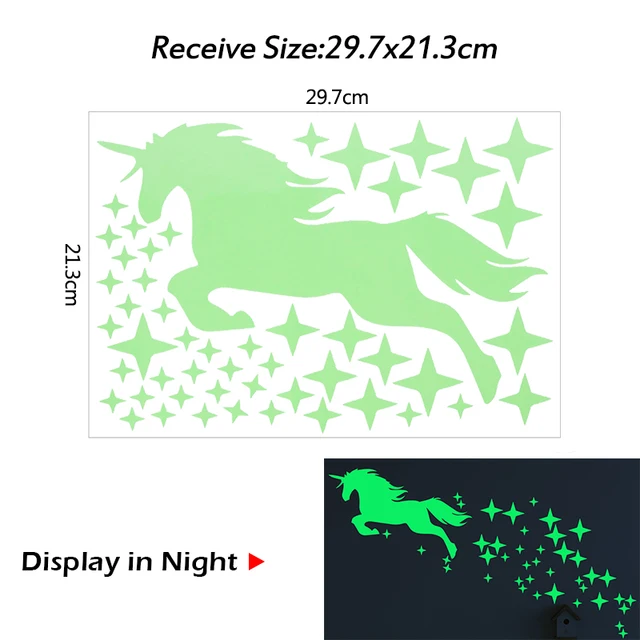 Luminous 3D Stars Dots Wall Sticker for Kids Room Bedroom Home Decoration Glow In The Dark Moon Decal Fluorescent DIY Stickers unicorn star