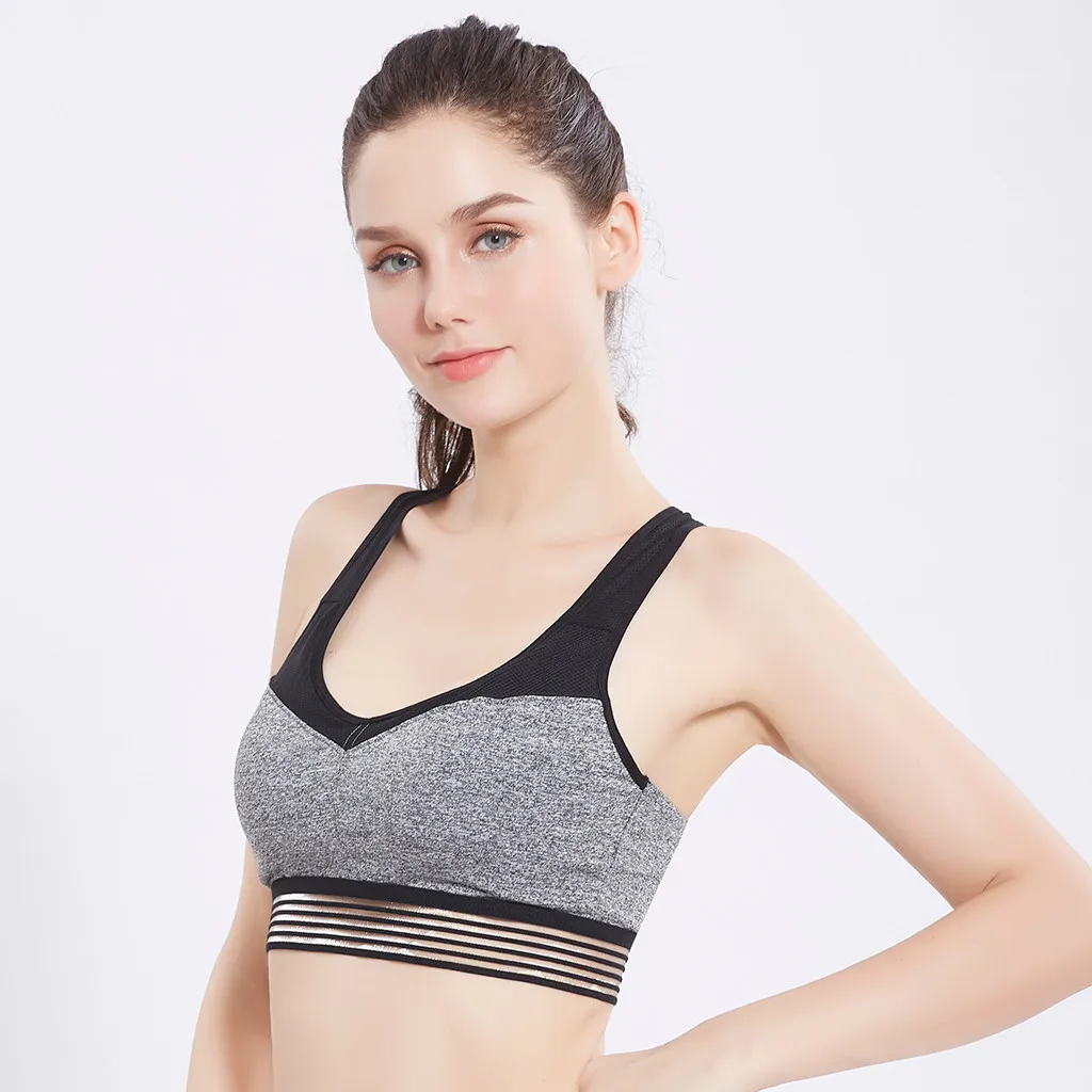 Fashion Ladies Sleeveless Yoga Bras Woman Sports Bra Top Patchwork Sexy