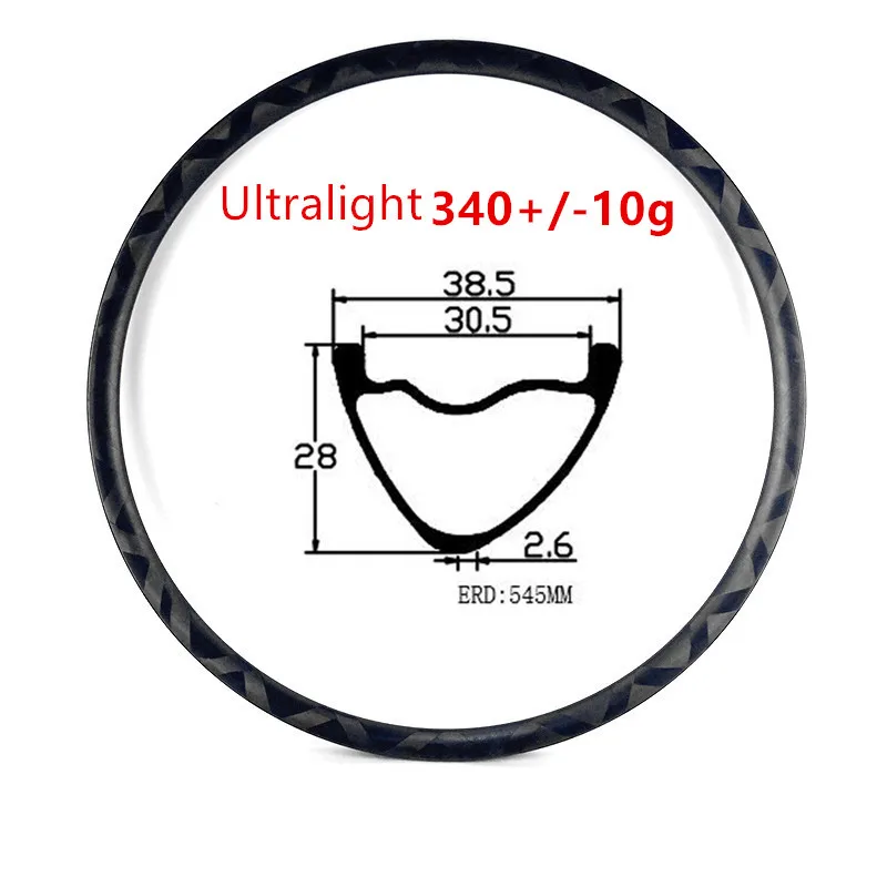 27.5er carbon mtb rims Ultralight 340g 38.5x28mm V asymmetric bicycle