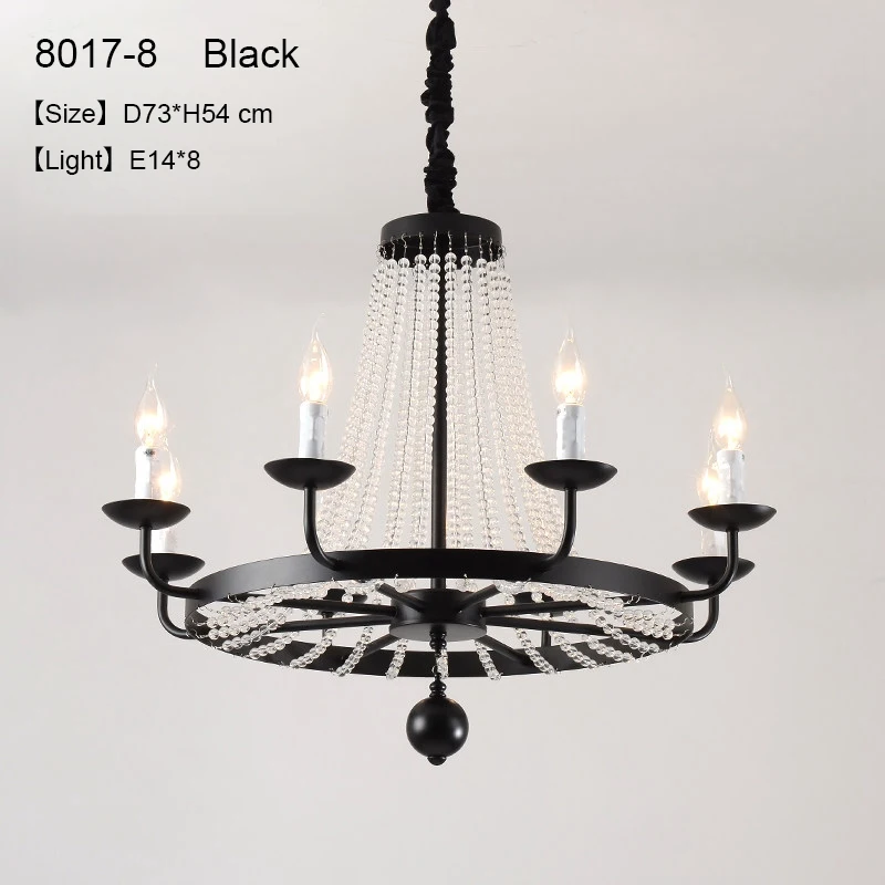 Винтажный светодиодный светильник с кристаллами, черный промышленный светильник для кухни, столовой, гостиной, светильник в скандинавском стиле, в стиле арт-деко, для спальни, plafon dorado - Цвет абажура: 8lights-B