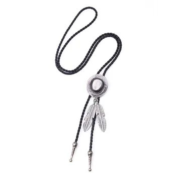 

Vintage Cowboy Hat Alloy mens bolo tie Men Women Leather Rope Long Necklace Sweater Chain shirts Bolo Tie Men Accessories