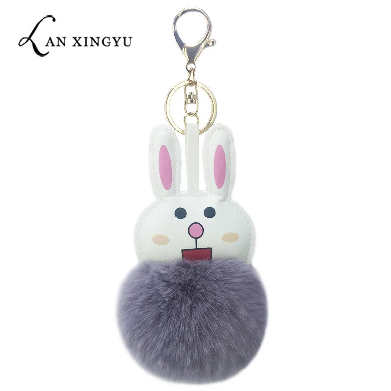 

PU Artificial Leather Lovely Long Ear Rabbit Hair Ball Keyboard Hanging Parts Artificial Mao Lady Bag Car Key Hanging Parts Gift