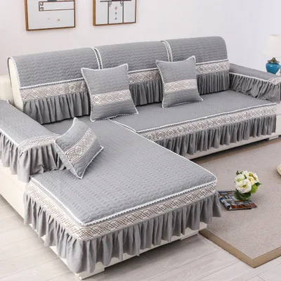 Four seasons universal fabric lace skirt sofa cushion washable cotton non-slip sofa cushion cover towel