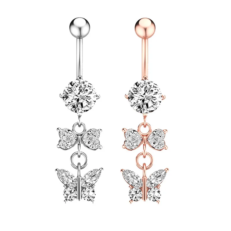 Navel Bell Button Rings Crystal Butterfly Silver Gold Ring Piercing Jewelry Boho Belly Bow | Украшения и аксессуары
