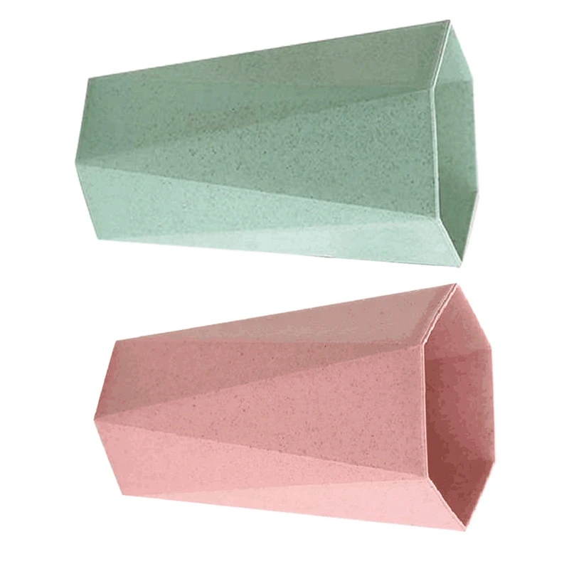 PHFU-2 Pcs Nordic Style Straw Plastic Cup Toothbrush Holder Cup Wash Cup Drinking Cup Mug, Pink& Green