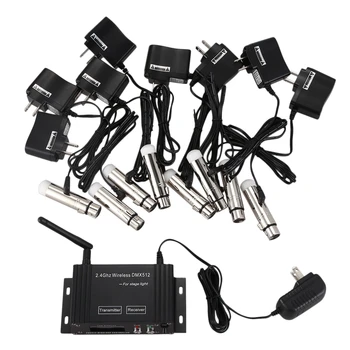 

9 pcs DMX512 DMX Dfi DJ 2.4G LCD Wireless 8 Receiver & 1 Transmitter Lighting Control With Adapter