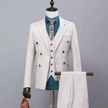 

2020 Male Classic Solid White Suit Bridegroom Costume Homme Mariage Business Casual Three Piece Korean Version s