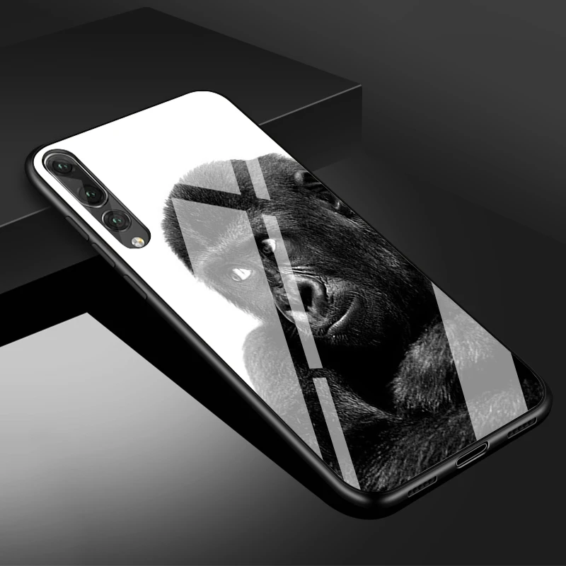 huawei pu case Monkey Gorilla Ape Baby Tempered Glass Phone Case For Huawei P20 P30 P40  P40 Lite Pro Psmart Mate 20 30 Cover Shell Huawei dustproof case