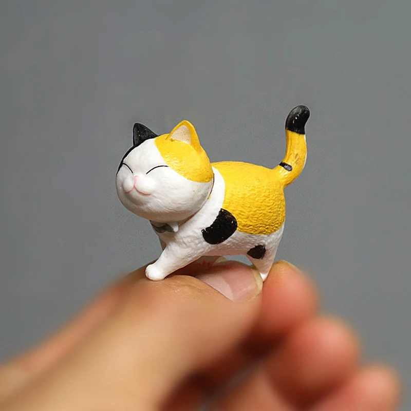 3 Pieces Mini PVC Animal Miniatures Japanese Bell Cat Doll Figures Home Decoration Crafts
