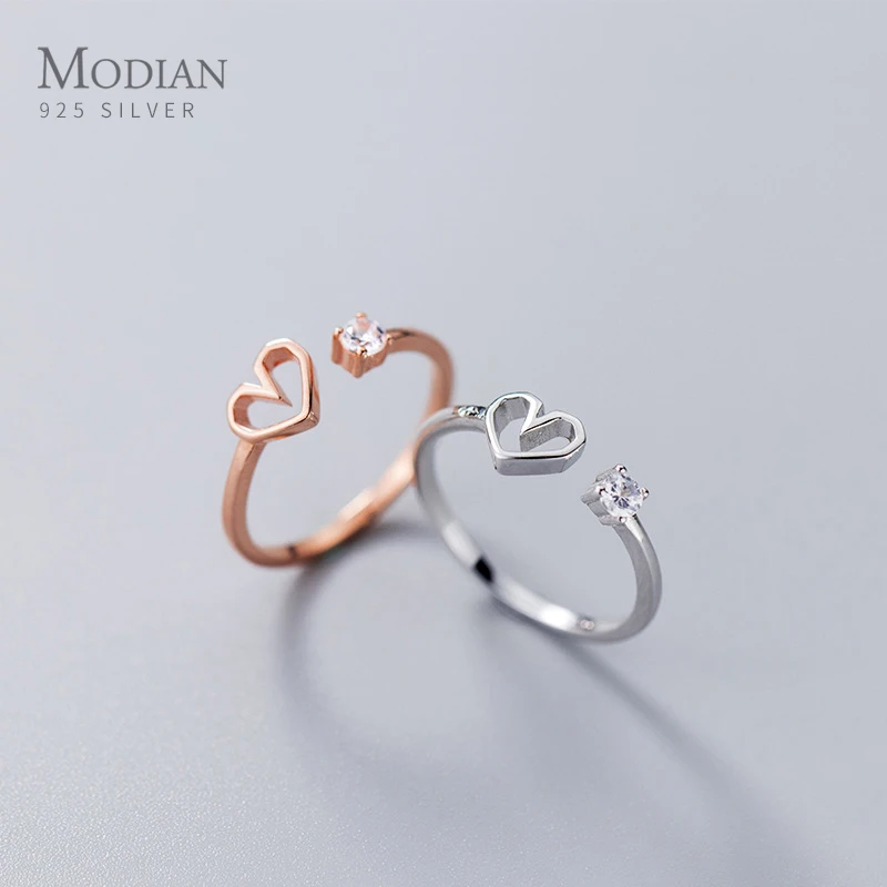 Modian сверкающий Цирконий милые сердечки Бесплатная Размеры кольца для женщин из