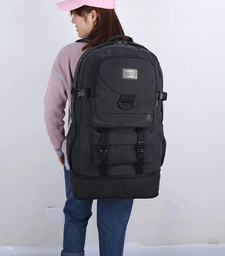 Ретро толстый холщовый рюкзак может быть расширен на 60 литров ультра-Большая вместительная сумка для мужчин и женщин большой рюкзак дорожная сумка