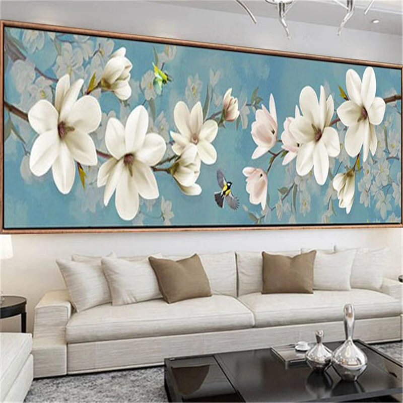 Картина из белых цветов с полным заполнением картина страз 5D Вышивка крестиком