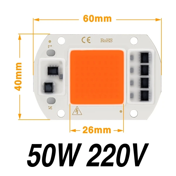 AC220V 5 шт./лот светодиодный шарик 50 Вт 30 Вт 20 Вт Холодный белый Теплый белый свет для выращивания COB чип высокой яркости для домашнего прожектора прожектор DIY - Цвет: 50W Grow Light