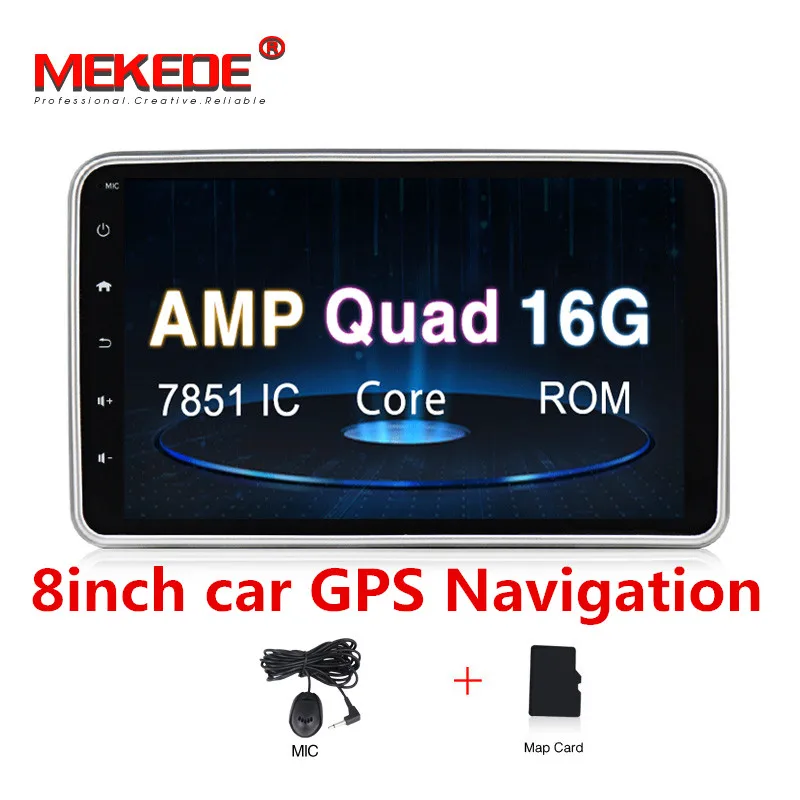 MEKEDE Single 1 DIN 8" Android 9.0 Universal Car Radio Stereo Quad Core Head Unit GPS Navigation Support Steering Wheel - Цвет: 16G 8inch  car dvd