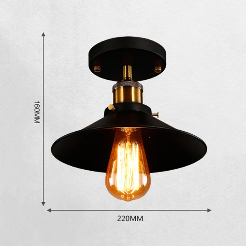 

Industrial Retro Vintage Flush Mount Light Metal Shade Ceiling Pendant light E27