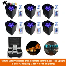 6 шт. Беспроводная батарея dmx светодиодный светильник RGBWA+ UV 6в1 светодиодный светильник для мытья DJ светильник s Up светильник s IR recmote& WiFi